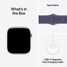 Apple Watch Series 11 GPS 46mm Silver Aluminium Case with Purple Fog Sport Band - S/M MEV94X/A
