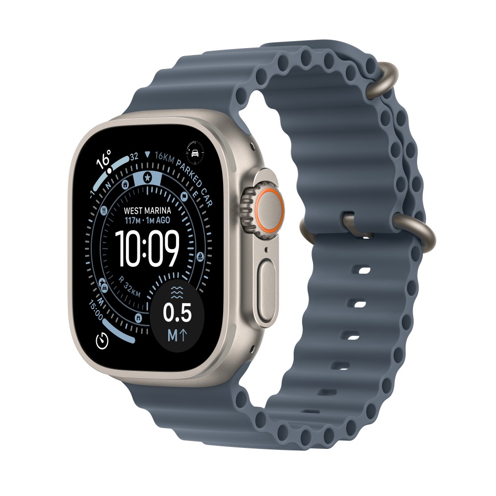 Apple Watch Ultra 3 GPS + Cellular 49mm Natural Titanium Case with Anchor Blue Ocean Band MEWH4X/A