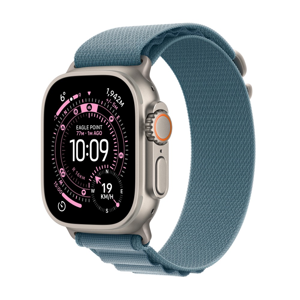Apple Watch Ultra 3 GPS + Cellular 49mm Natural Titanium Case with Light Blue Alpine Loop - Large MEWP4X/A