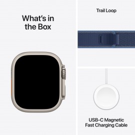 Apple Watch Ultra 3 GPS + Cellular 49mm Natural Titanium Case with Blue/Bright Blue Trail Loop - S/M MEWR4X/A