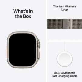 Apple Watch Ultra 3 GPS + Cellular 49mm Natural Titanium Case with Natural Titanium Milanese Loop - Large MF0E4X/A