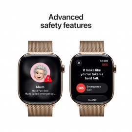 Apple Watch Series 11 GPS + Cellular 46mm Gold Titanium Case with Gold Milanese Loop - S/M MFD74X/A