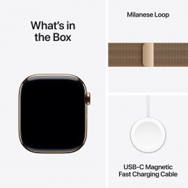 Apple Watch Series 11 GPS + Cellular 46mm Gold Titanium Case with Gold Milanese Loop - S/M MFD74X/A