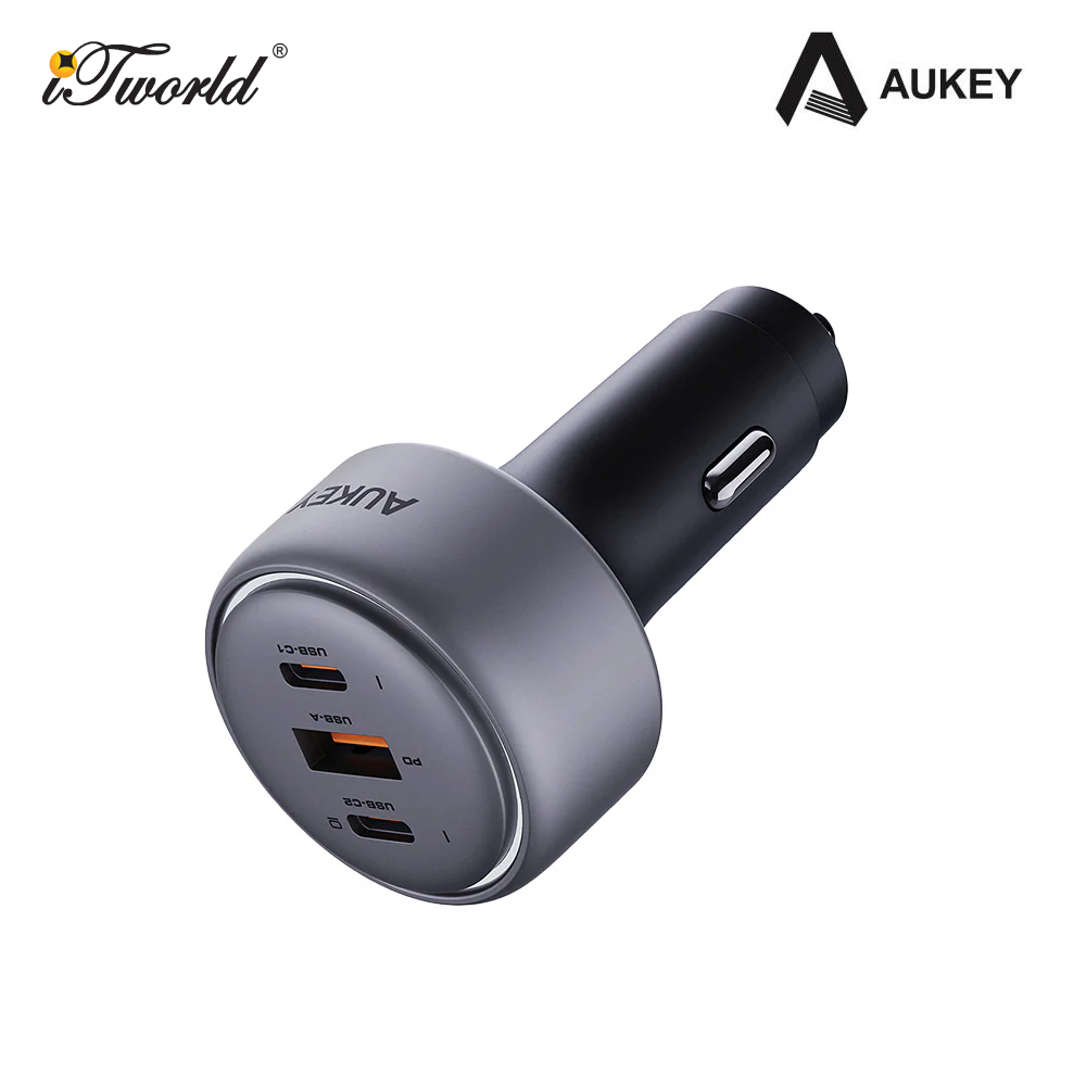 Aukey CC-P3 100W PPS Fast Charging Car Charger Dual USB-C and USB-A 689323788156