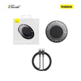 Baseus Simple 2 Wireless Charger 15W Cluster Black（Include: Cable Type-C To Type-C 24W 12V/2A 1m Cluster Black) 6932172624507