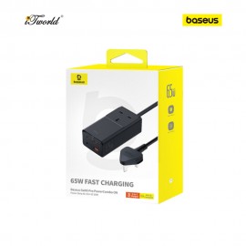 Baseus GaN5 Pro PowerCombo On Powerstrip AC+2U+2C 65W 1.5m UK Cluster Black (Include:Type-C to type-C 5A 1m)