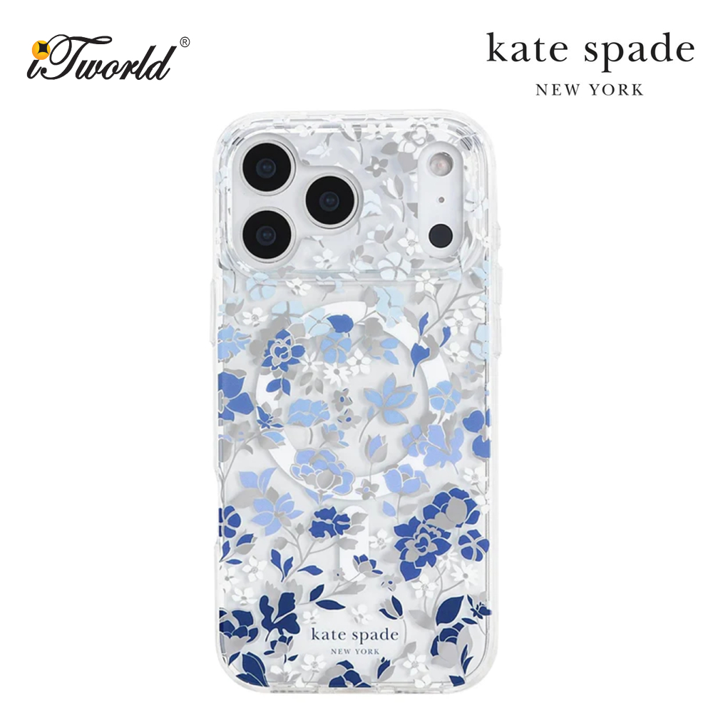 Kate Spade Flowered Blue Protective Hardshell - iPhone 17 Pro