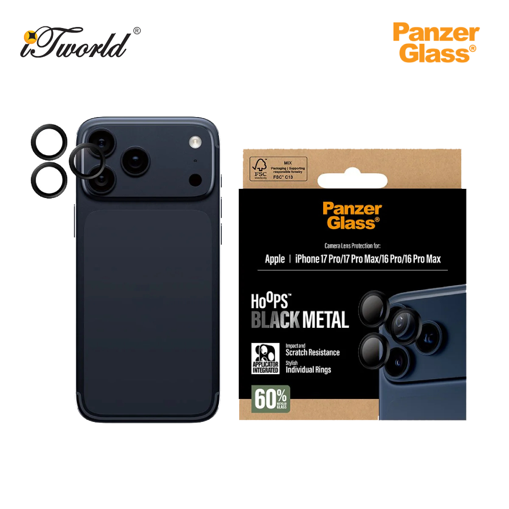 PanzerGlass  ® Hoops  ® Black Camera Lens Protector iPhone 17 Pro | iPhone 17 Pro Max | iPhone 16 Pro | 16 Pro Max 5715685025624