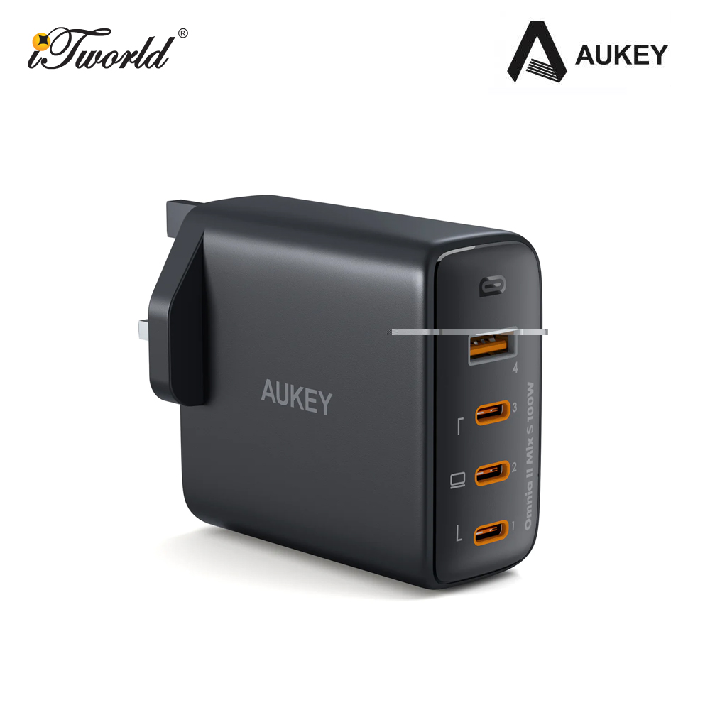AUKEY 4-Port 100W Omnia II PD Charger Fast Charging Port PA-B7S 689323785599
