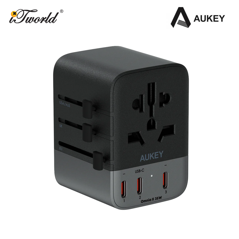 AUKEY PA-TA07A 35W Travel Mate Universal Adapter - Gray 689323787586