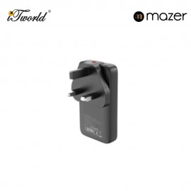 Mazer GaNPrestige Slim 65W GaN Wall Charger With Travel Pins (2 Ports) – Black 8881304545037