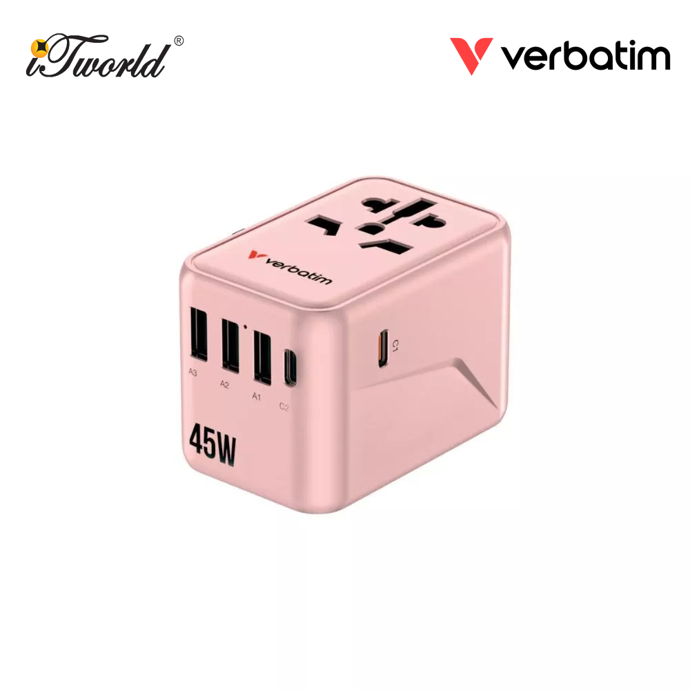 Verbatim UTA-08 45W Travel Adapter - Pink 023942301752