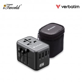 VERBATIM 5-Ports 45W Travel Adapter (UTA-08) With Free Pouch 023942321231 - Black