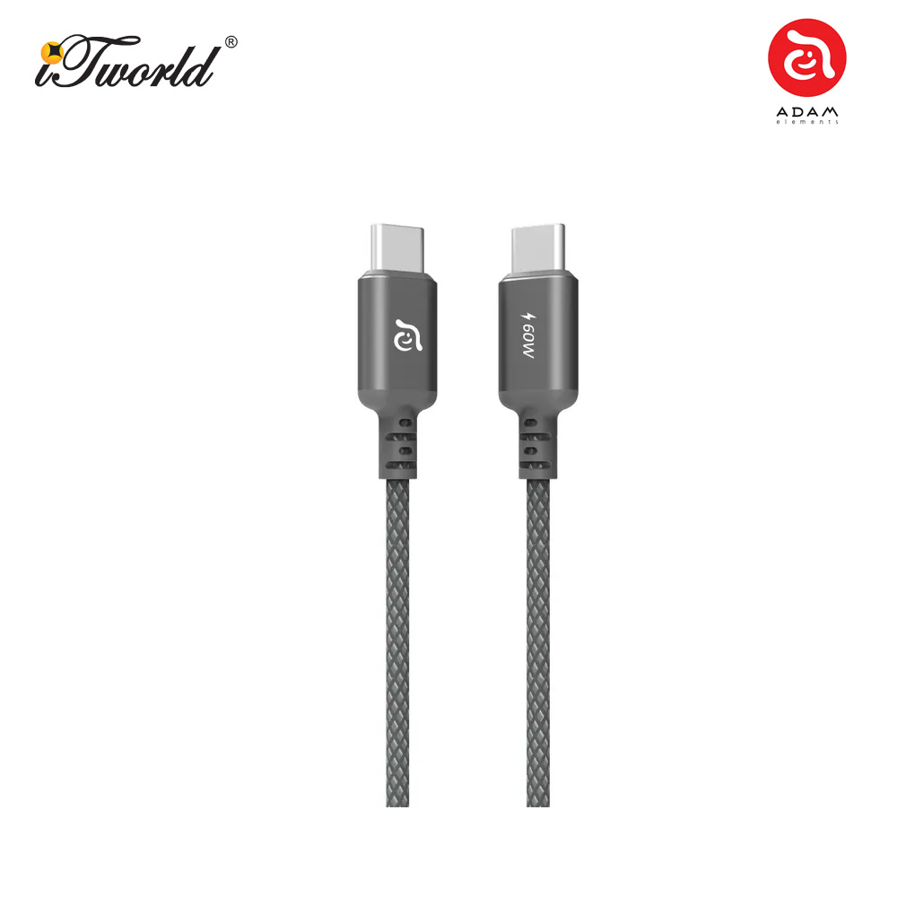 ADAM elements CASA S120 USB-C to USB-C 60W Braided Charging Cable 120cm (Grey) 840741114969