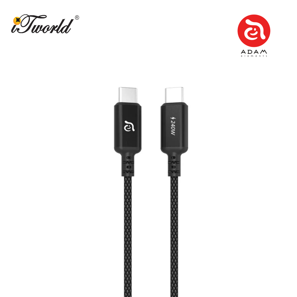ADAM elements CASA P200 USB-C to USB-C 240W Braided ChargingCable 200cm - Black 840741115041