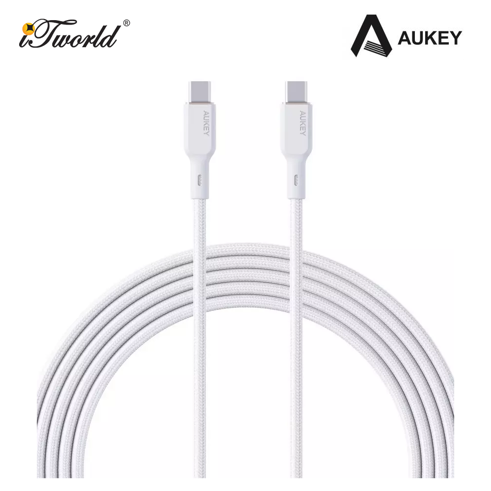 AUKEY Circlet Blink 100W Aramid Fiber Core USB-C to C Cable 1.8M CB-KCC102-WH 689323785339