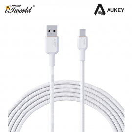 AUKEY Nylon Braided 1.8M USB-A to USB-C Cable - White 689323785896