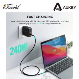 Aukey 1.8M 240W Silicon USB C to USB C cable Black 689323787272