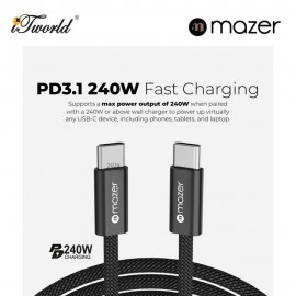 Mazer InfiniteFLEX2 Pro 240W/1M USB-C Braided Cable – Black 8881304545525