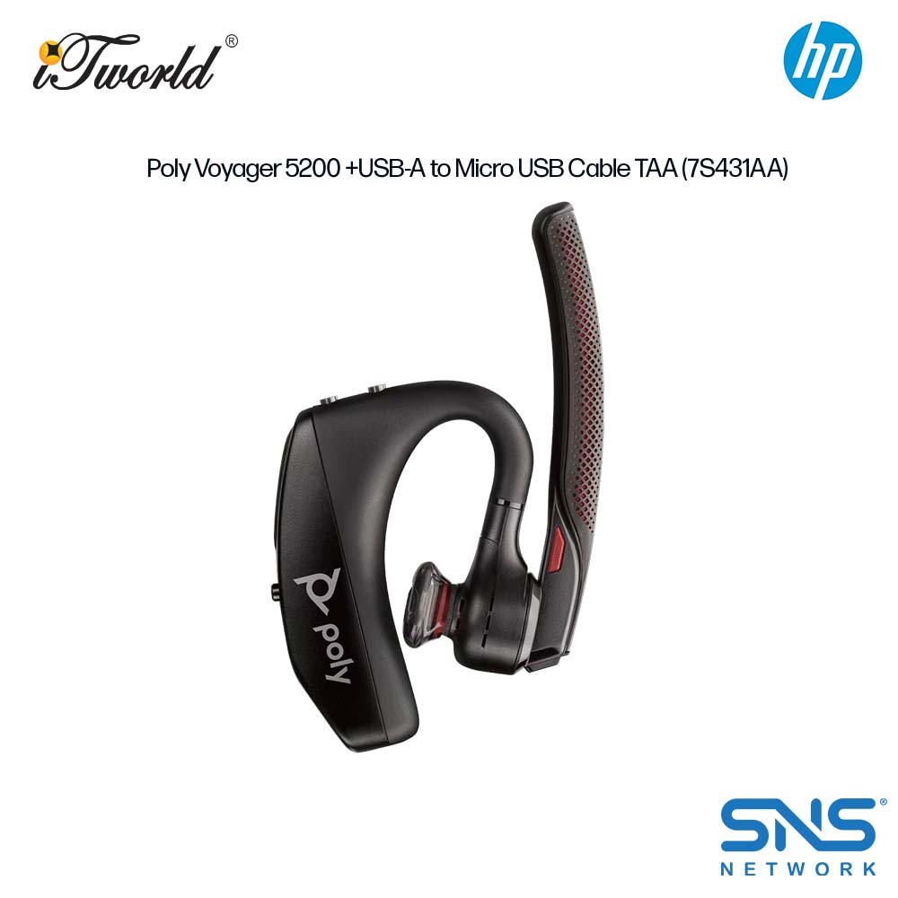 Poly Voyager 5200 +USB-A to Micro USB Cable TAA (7S431AA)