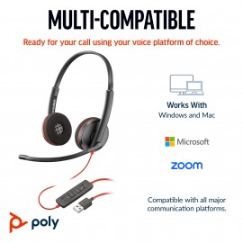Poly Blackwire 3220 Stereo USB-C Headset +USB-C/A Adapter (8X228AA)