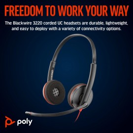 Poly Blackwire 3220 Stereo USB-C Headset +USB-C/A Adapter (8X228AA)