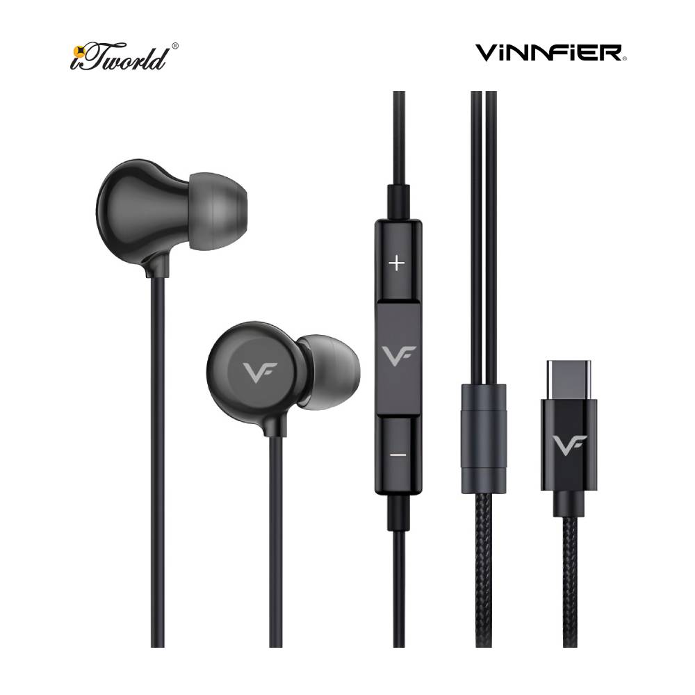 Vinnfier VF-200PRO Type-C Black Wired Headphone 9555637205249