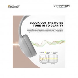 Vinnfier ANC 101 BT Wireless Active Noice Cancellation Headphone - Grey 9555637205874