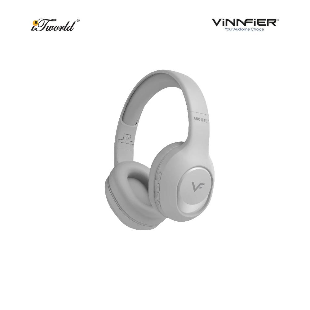 Vinnfier ANC 101 BT Wireless Active Noice Cancellation Headphone - Grey 9555637205874