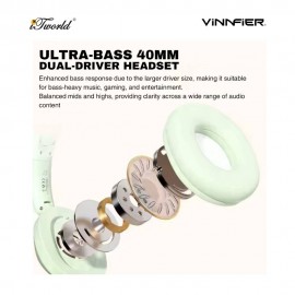 Vinnfier Elite 6 BT - Black Bluetooth 5.4 Headphone Compatible Wireless And Wired Connection
