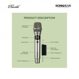 SonicGear WM 3000UL Professional UHF Wireless Microphone - Obsidian 8886411932138