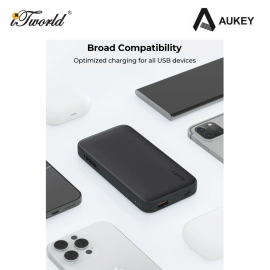 Aukey PB-Y46P Spark Go 22.5W 10K mAh Fast Charging Slim USB-C Power Bank - White 689323788590