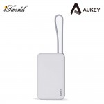 Aukey PB-Y53P 20W 10000mAh Slim Power Bank with Built-in USB C Cable - WHITE 689323789320