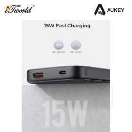 Aukey PB-Y46 Spark Go 15W 10000mAh Fast Charging Slim USB-C Power Bank - Grey 689323787920