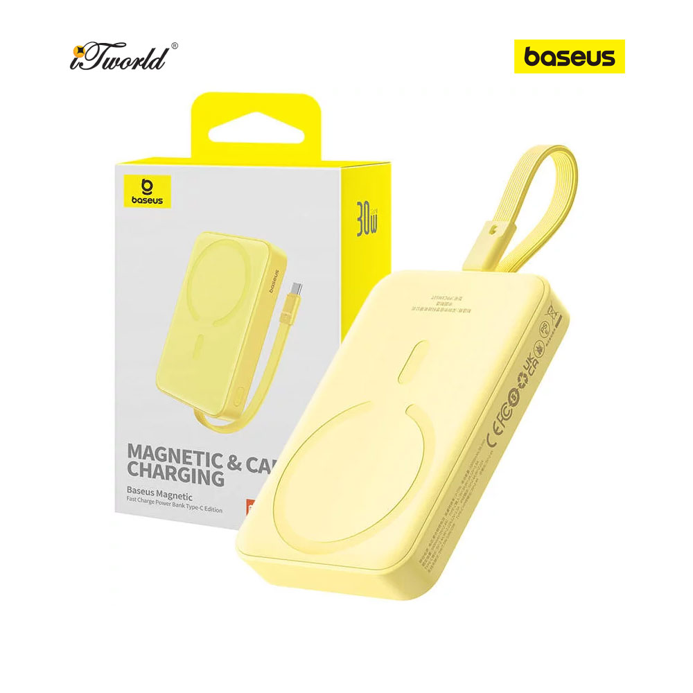 Baseus Magnetic Mini Wireless Fast Charge Power Bank Type-C Edition 10000mAh 30W Lemon Yellow