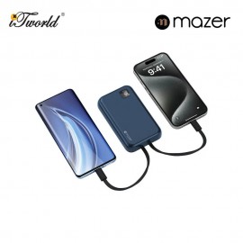 Mazer PowerCharge Link 1020 Built-in Dual USB-C Cable 10000mAh PD20W Power Banks - Navy 8881304544450