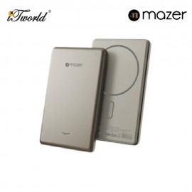 Mazer MagAir19 5000mAh Ultra Slim Magnetic Wireless Power Bank - Titanium 8881304544887