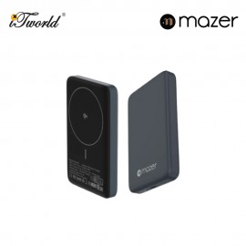 Mazer MagAir21 10,000mAh Ultra Slim Magnetic Wireless Power Bank Qi2 Certified 15W - Grey 8881304544993