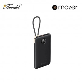 Mazer PowerCharge Link 10V2 10,000mAh PD20W (Built-in USB C Cable) Power Bank - Black 8881304545150