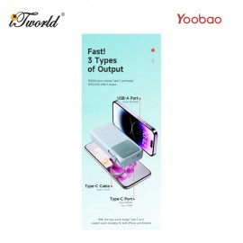 Yoobao Q22 20000mAh 22.5W Quick Charge Powerbank with Build-In Type-C Cable - Black 6937135028095