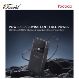 Yoobao Q22 Pro 30W PD Fast Charge 20000mAh Powerbank - Black 6937135029016