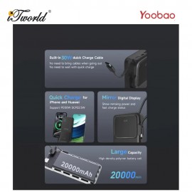 Yoobao Q22 Pro 30W PD Fast Charge 20000mAh Powerbank - Black 6937135029016