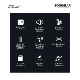 SonicGear IOX K800 Dual Mic Portable Karaoke Bluetooth 5.3 Speaker Echo Adjustable Black SG-IOX-K800 8886411931568
