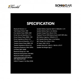 SonicGear IOX K800 Dual Mic Portable Karaoke Bluetooth 5.3 Speaker Echo Adjustable Black SG-IOX-K800 8886411931568