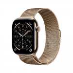 Apple Watch Series 11 GPS + Cellular 46mm Gold Titanium Case with Gold Milanese Loop - S/M MFD74X/A
