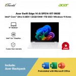 Acer Swift Edge 14 Ai SFE14-51T-960E Laptop (Intel  ® Core™ Ultra 9 288V | 14" WQXGA+ Touch | 32GB RAM | 1TB SSD | Intel  ® Arc™ Graphics | Windows 11 Home |Microsoft Office Home 2024 + Microsoft 365)