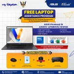 (my-Yayasan) Asus Vivobook A1605V-APMB036WSM (Intel Core 5-120U | 16” WUXGA, | 16GB RAM | 512GB SSD | Intel Graphics | Windows 11 Home)