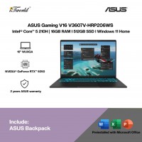 ASUS Gaming V16 V3607V-HRP206WS Gaming Laptop (NVIDIA??® GeForce RTX™ 5050 | Intel??® Core™ 5 210H | 16" WUXGA | 16GB RAM | 512GB SSD | Windows 11 Home |Microsoft Office Home 2024 + Microsoft 365)