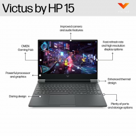 HP Victus Gaming Laptop 15-fa2726TX 15.6'' FHD (Intel  ® Core™ i5-13420H, 16GB, 512GB SSD, NVIDIA  ® GeForce RTX™ 4050 Laptop GPU (6 GB), Windows 11 Home - Mica Silver [FREE Backpack]