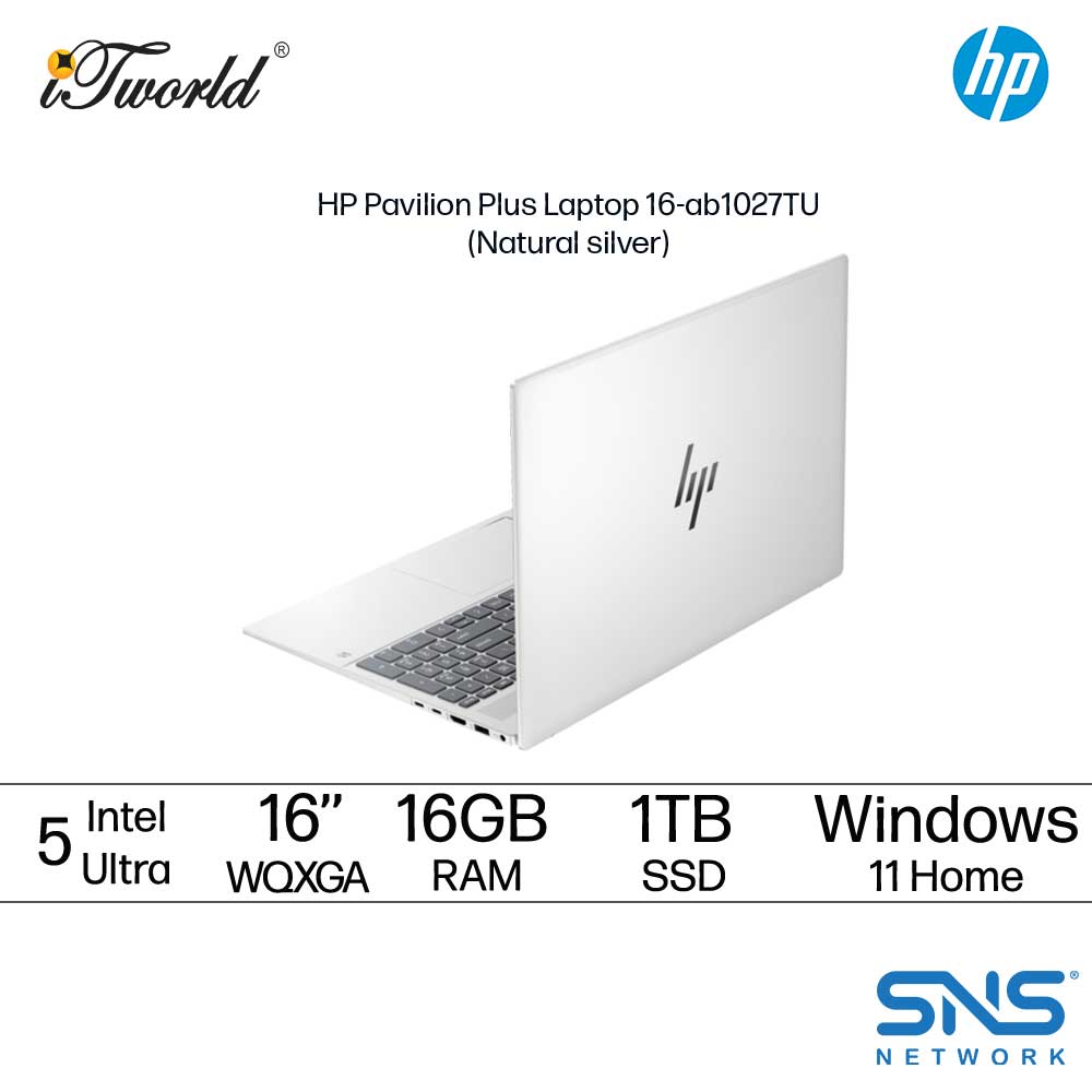 HP Pavilion Plus Laptop 16-ab1027TU (Intel  ® Core™ Ultra 5 125H | 16" WQXGA | 16GB RAM | 1TB SSD | Intel  ® Arc™ Graphics | Windows 11 Home | Pre-installed MS Office Home & Student 2021 + Microsoft 365 Basic)